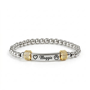 FOR MEMORIAL-My Four-Legged Angel Is Always Nearby Custom Name Bead Bracelet