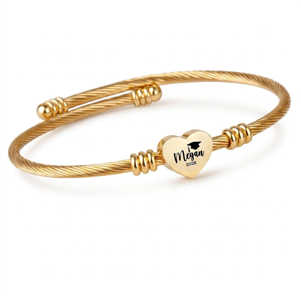 Personalized Graduation Cuff Bracelet - Class Of 2026 Graduation