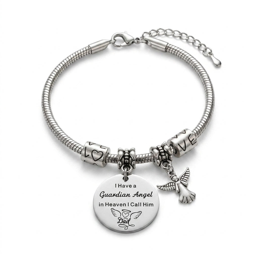 I have a guardian Angel in heaven - Personalized Memorial Gifts Bracelet