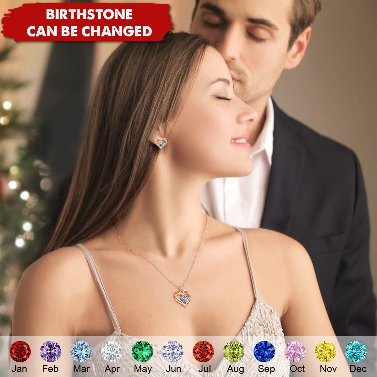 Forever Love Heart Personalized Birthstone Pendant Necklace