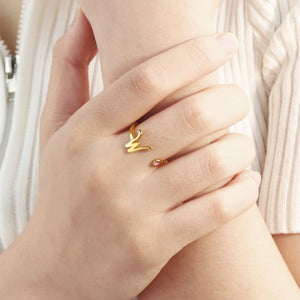 Personalized Birthstone Engraved Initial Open Promise Ring