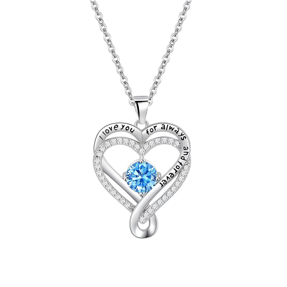 Infinity Heart I Love You Personalized Birthstone Necklace