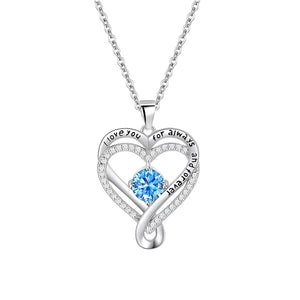 Infinity Heart I Love You Personalized Birthstone Necklace