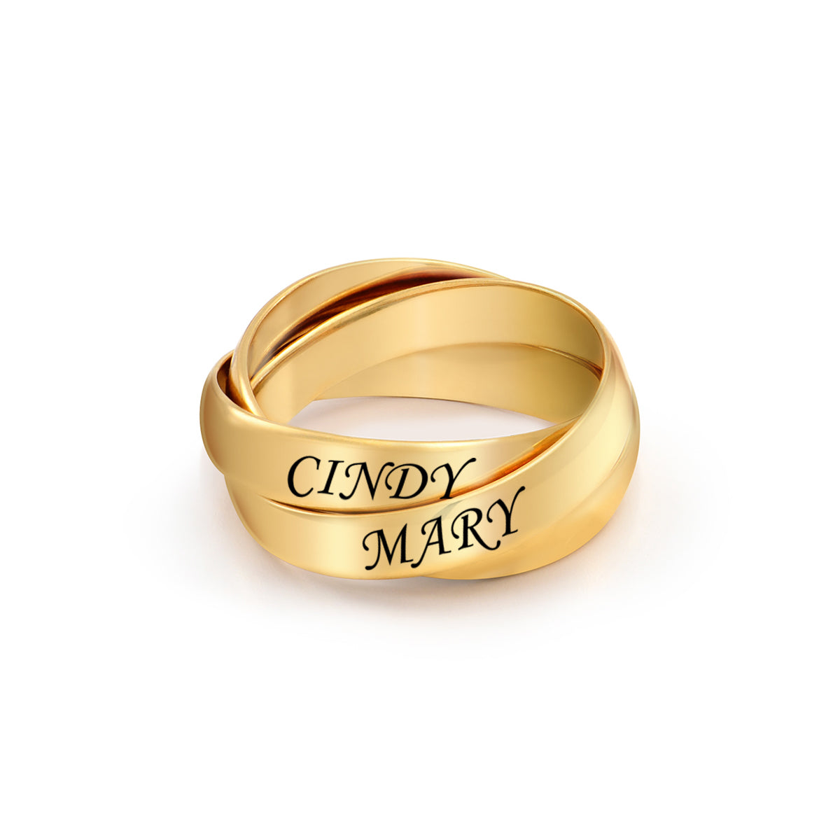 Sterling Silver Personalized Name Interlocked Band Ring