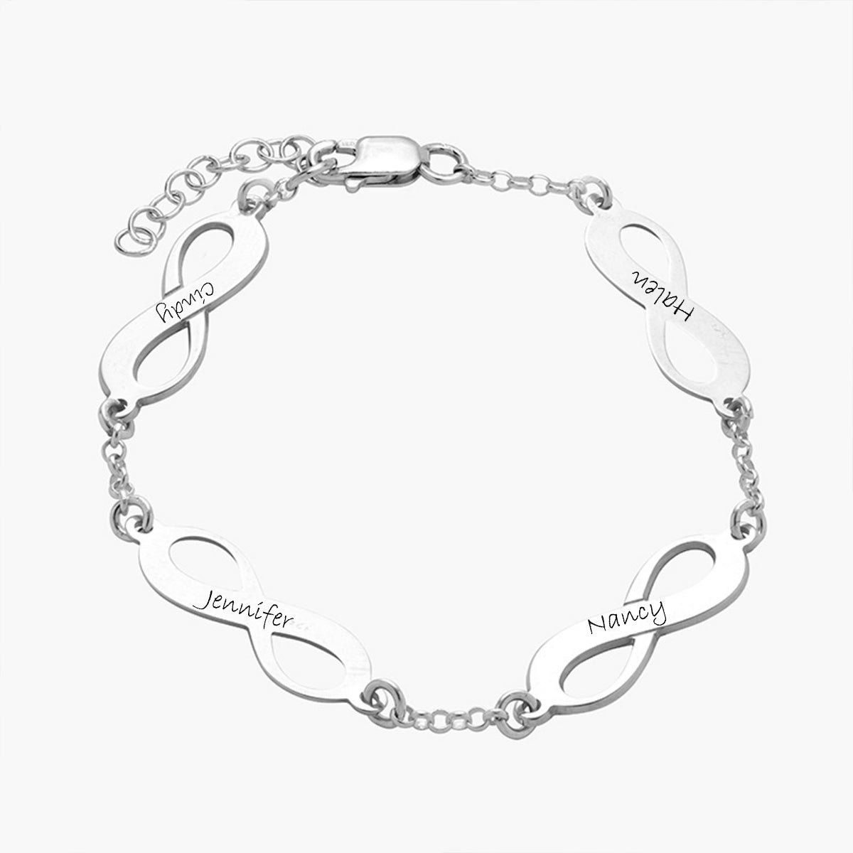 Personalized Name Multiple Infinity Sterling Silver Bracelet