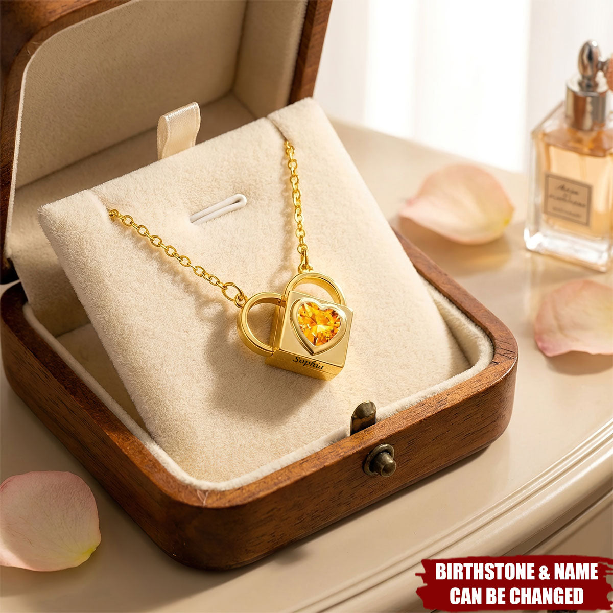 Personalized Love Lock Heart Birthstone Locket Necklace with Name -  Birthday Anniversary Gift for Women