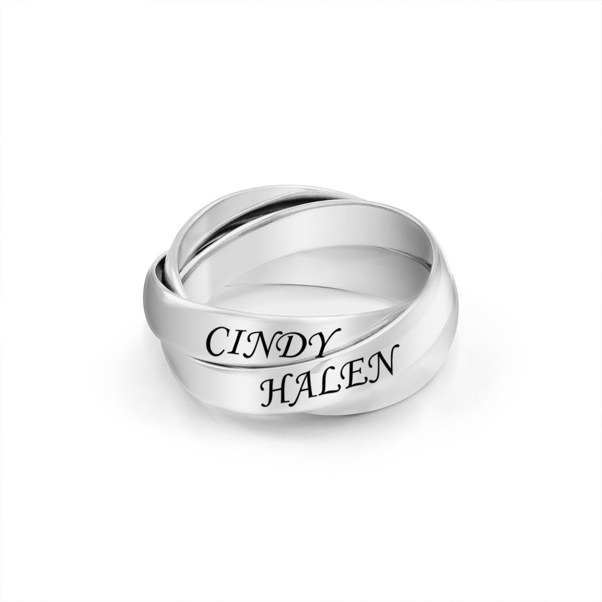 Sterling Silver Personalized Name Interlocked Band Ring