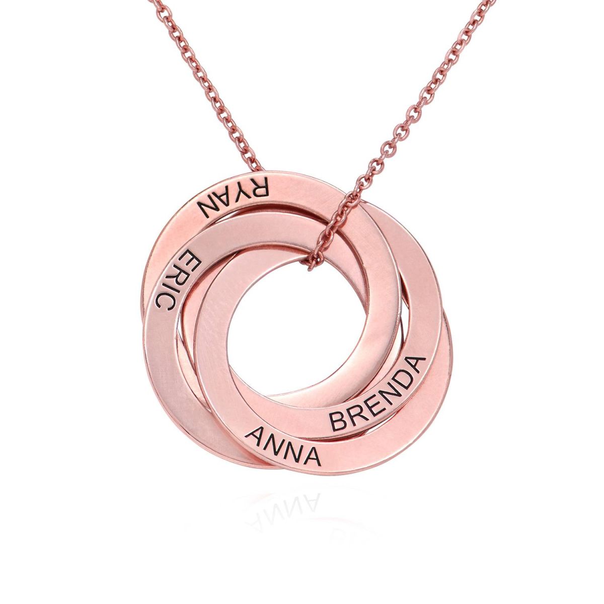 Family Personalized Russian Rings Circle Pendant Necklace