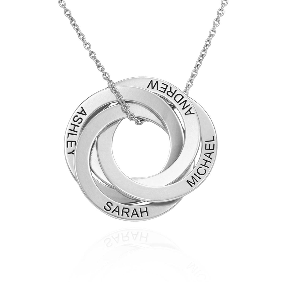 Family Personalized Russian Rings Circle Pendant Necklace