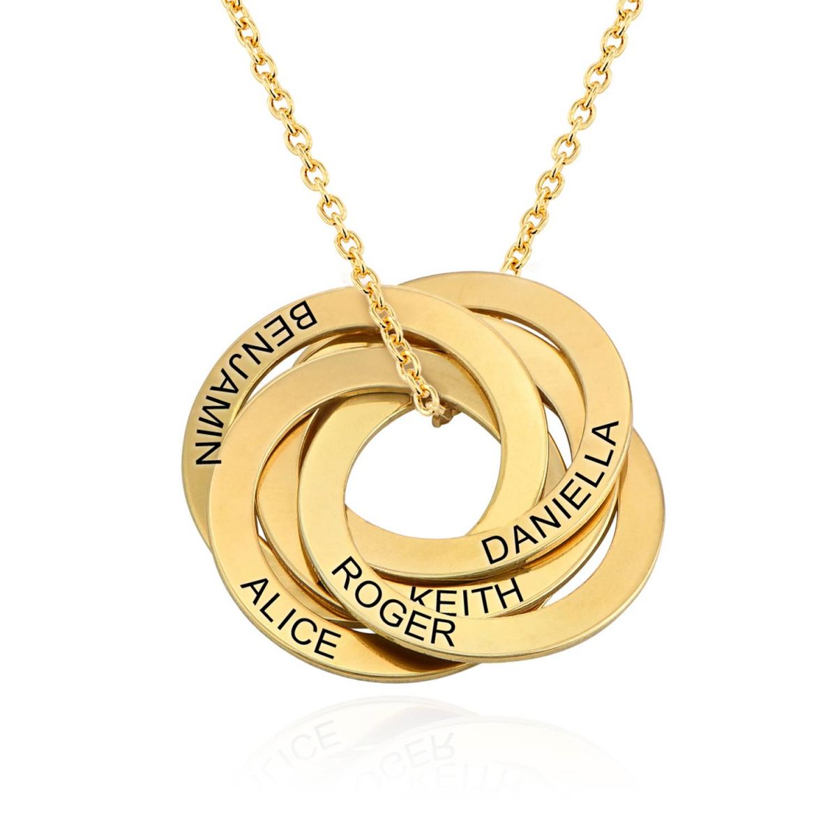 Family Personalized Russian Rings Circle Pendant Necklace