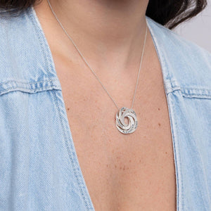 Family Personalized Russian Rings Circle Pendant Necklace