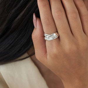 Sterling Silver Personalized Name Interlocked Band Ring