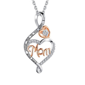 I Love You to The Moon and Back Heart Pendant Personalized Birthstone Necklace