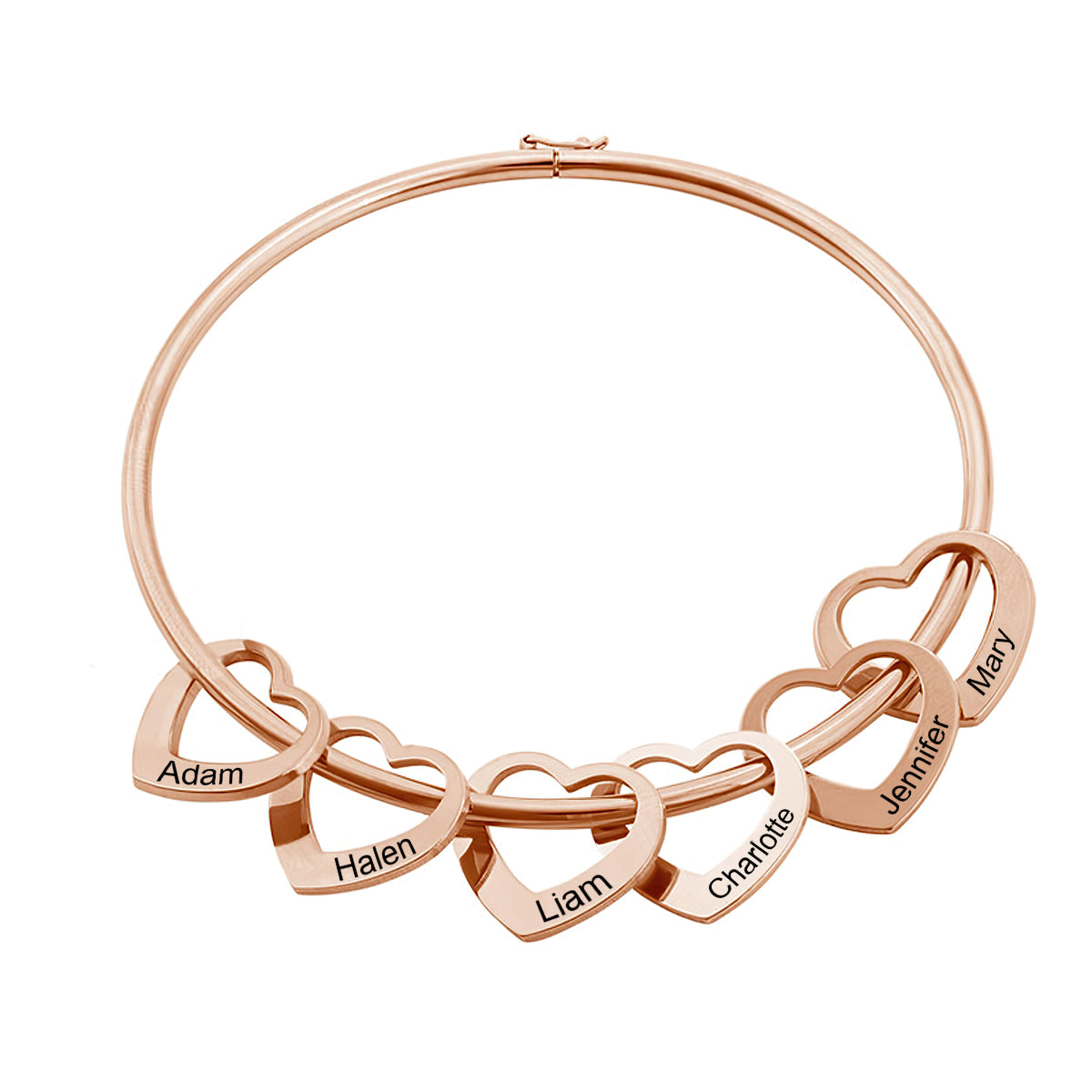 Sterling Silver Heart Pendants Personalized Initial Bangle Bracelet