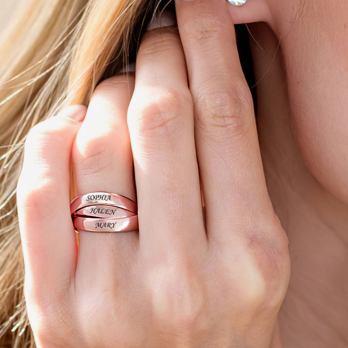 Sterling Silver Personalized Name Interlocked Band Ring