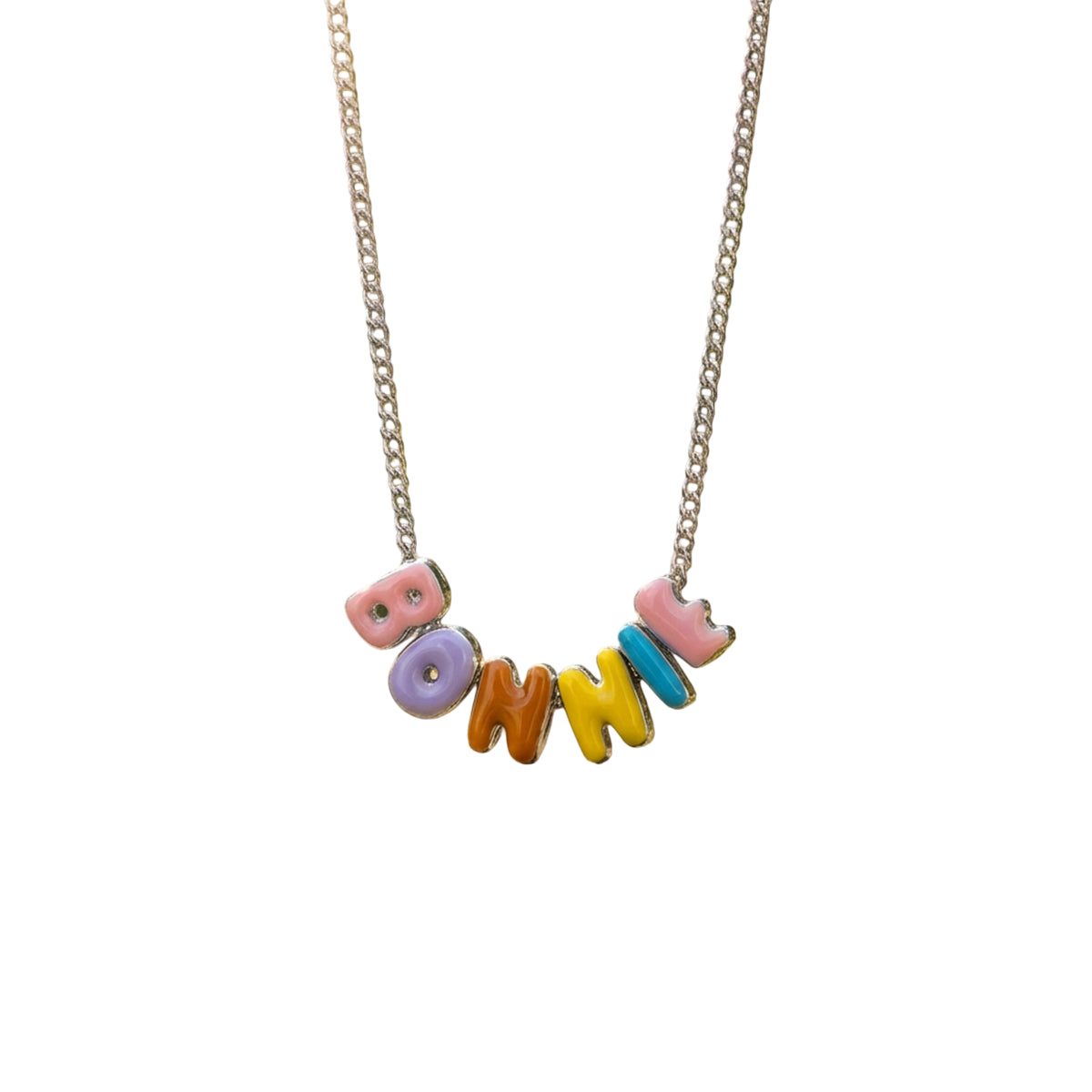 Personalized Colorful Enamel Bubble Letter Name Necklace - Birthday Gift for Friends Family