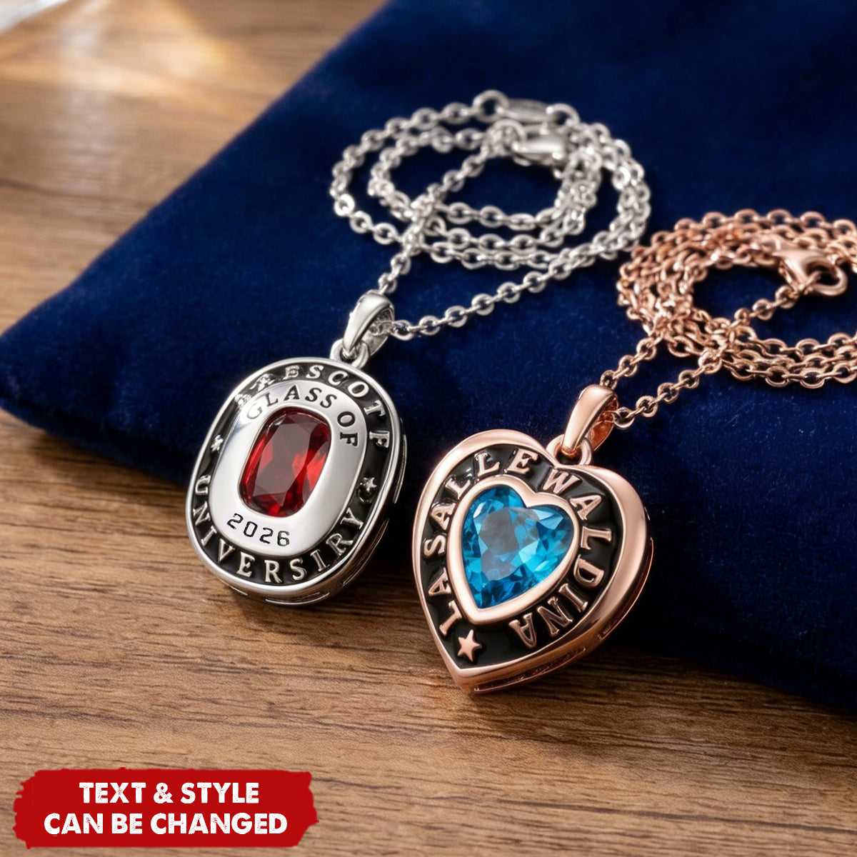 Personalized Birthstone Shield Badge Necklace - Class of 2026 Graduation Gift for Graduates Friends Classmates