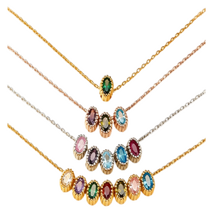 Personalized Family Birthstones Women Necklace - Birthday Mother's Day Gift for Mom Grandma