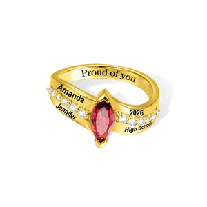 Custom Birthstone Text Personalized Ring, Mementos Jewelry Graduation Gift