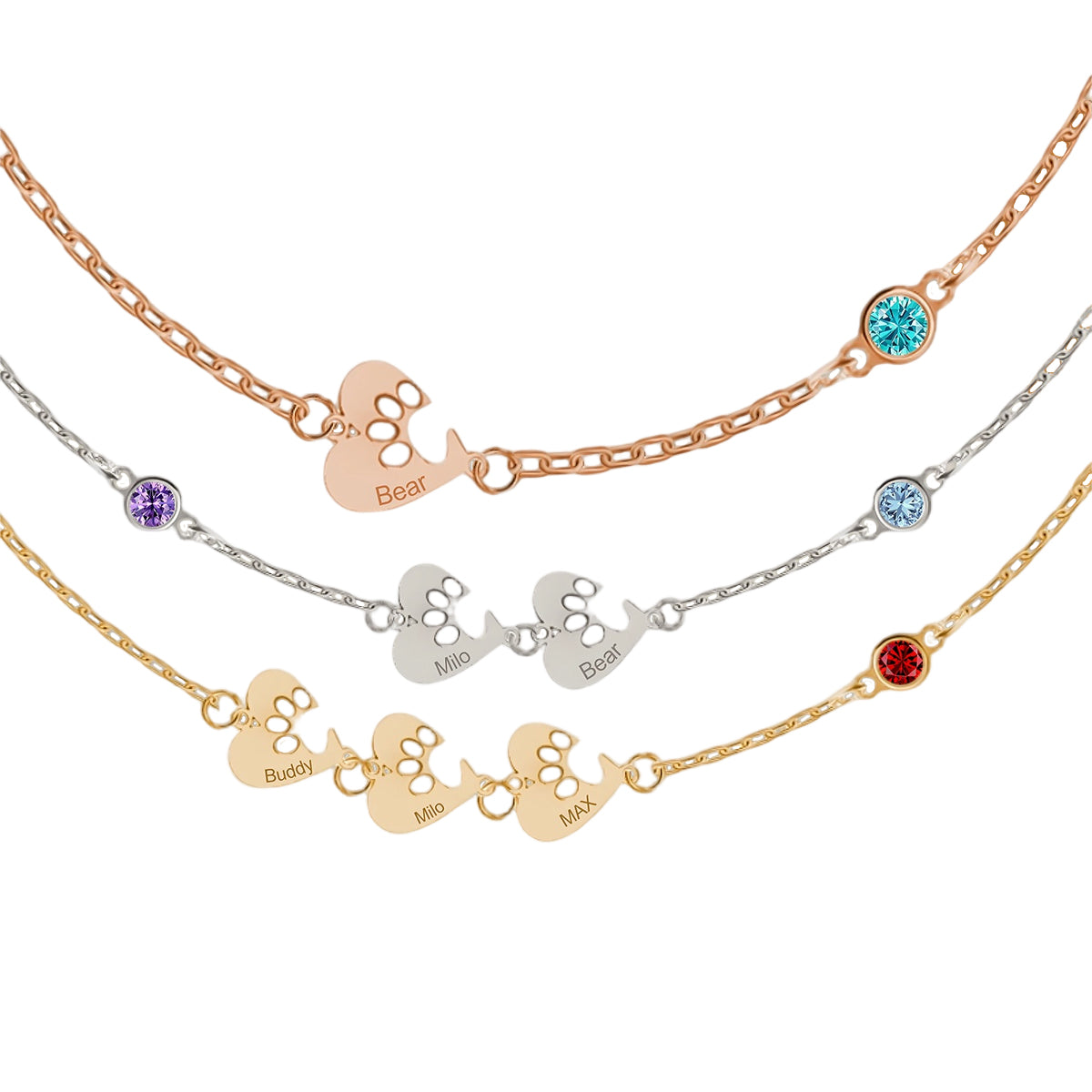 Custom Heart Paw Necklace - Personalized Gift for Pet Lovers