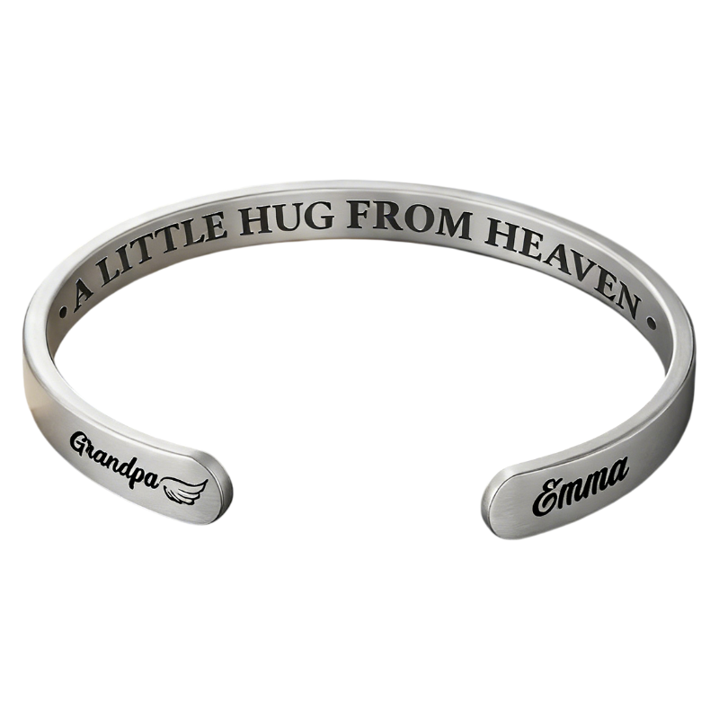 Little Hug From Heaven - Personalized Cuff Bangle Bracelet With Box