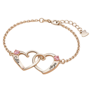 Double Birthstone Heart - Personalised Birthstone Beautiful Bracelet