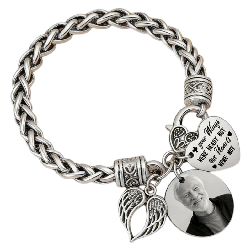 Your Wings Were Ready - Personalized Photo Memorial Bracelet