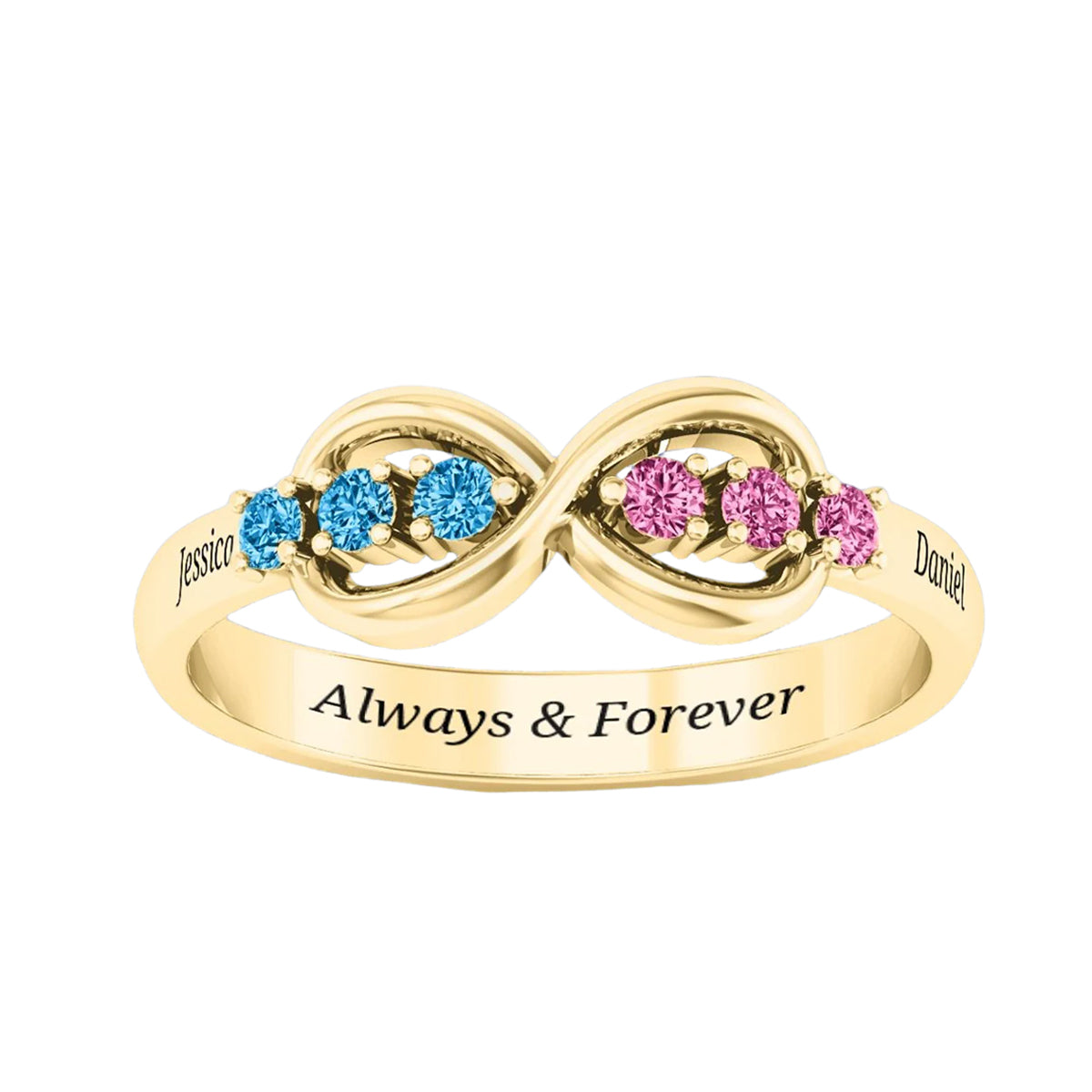 Personalized Infinity Birthstone Ring - Custom Jewelry for Women