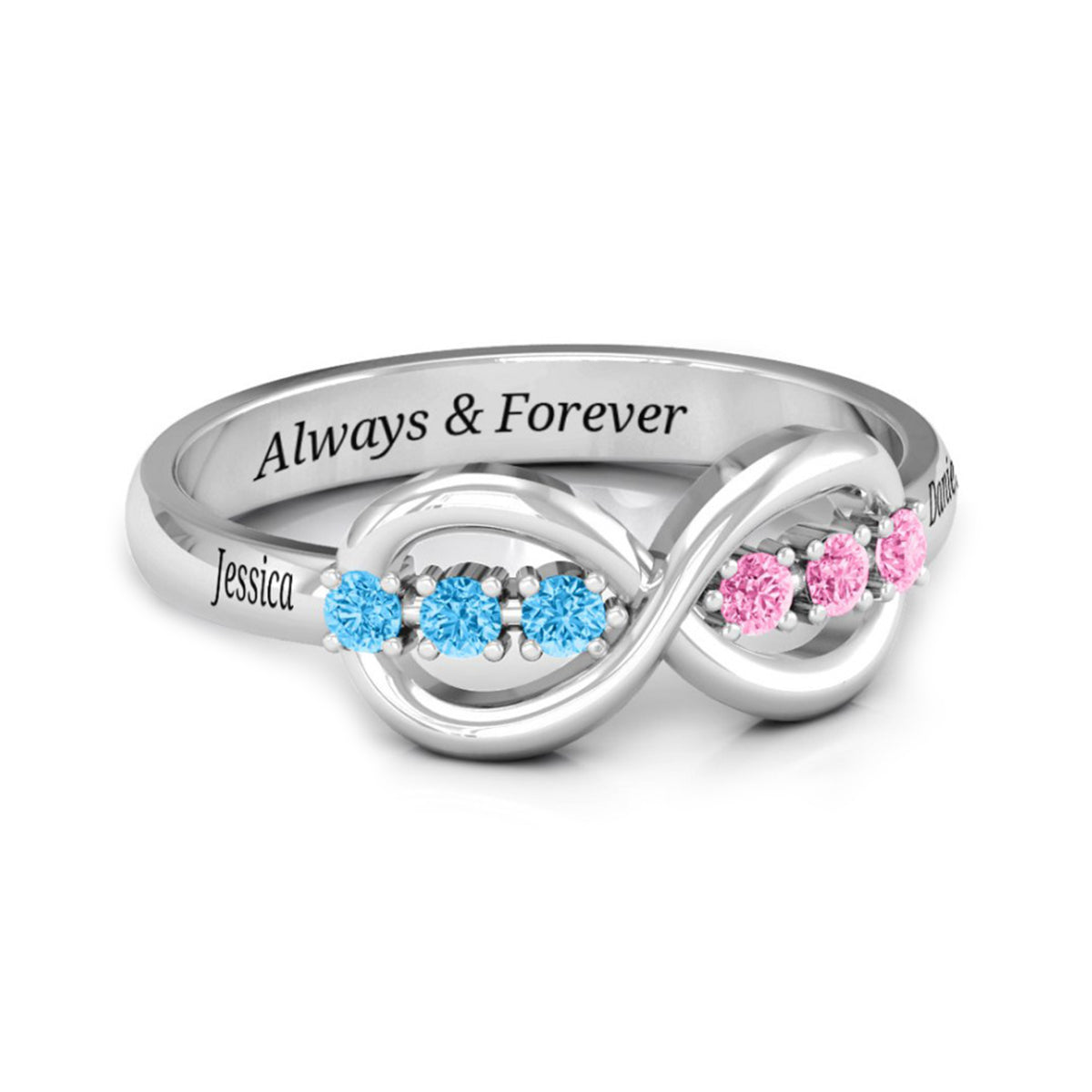 Personalized Infinity Birthstone Ring - Custom Jewelry for Women
