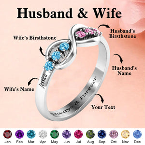Personalized Infinity Birthstone Ring - Custom Jewelry for Women