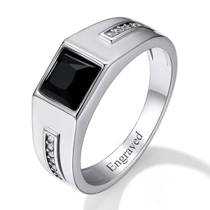 Custom Birthstone Signet Band Ring Gift for Dad, Papa, Husband