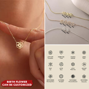 Trendy Dainty Birth Flower Personalized Family Necklace For Mom, Jewelry Gifts