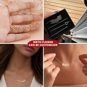 Trendy Dainty Birth Flower Personalized Family Necklace For Mom, Jewelry Gifts