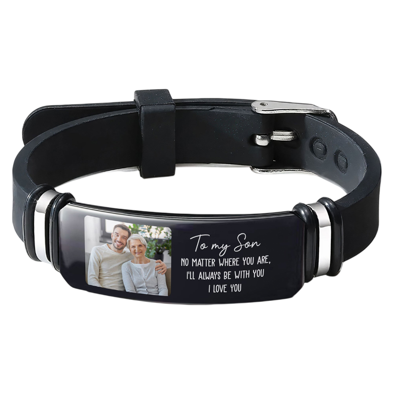 To My Son I'll Always Be With You I Love You - Personalized Photo Bracelet