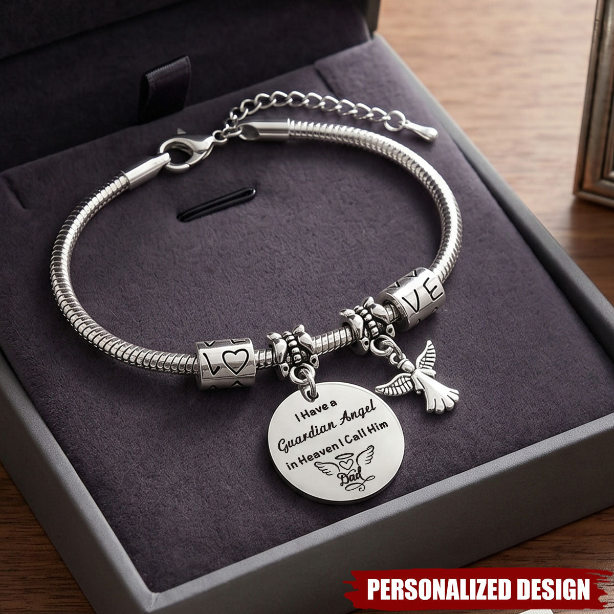 I have a guardian Angel in heaven - Personalized Memorial Gifts Bracelet