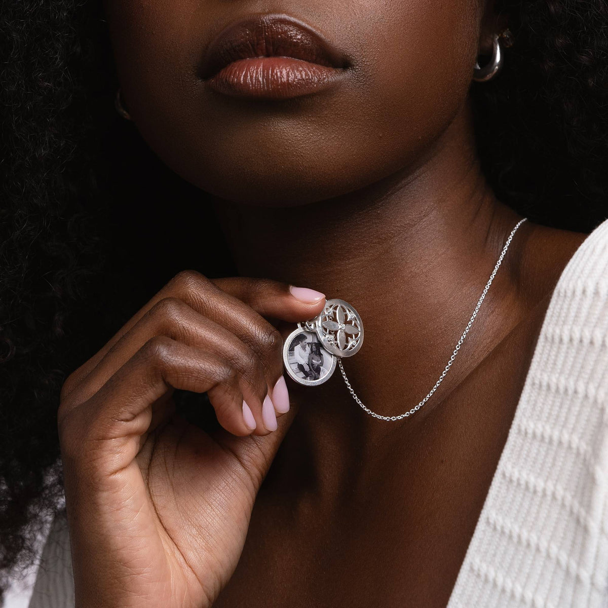 Personalized Floret Photo Pendant Necklace