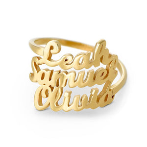 Custom Name Script Triple Personalized Sterling Silver Ring