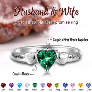 Custom Birthstone First Day Together Personalized Promise Ring, Gift For Couple