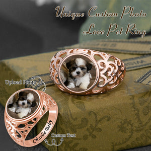 Round Shaped Custom Photo Engraved Text Personalized Ring, Gift For Family