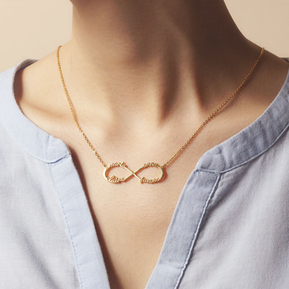 Forever Love Pendant Family Personalized Infinity Name Necklace