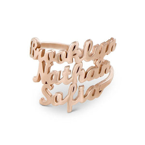 Custom Name Script Triple Personalized Sterling Silver Ring