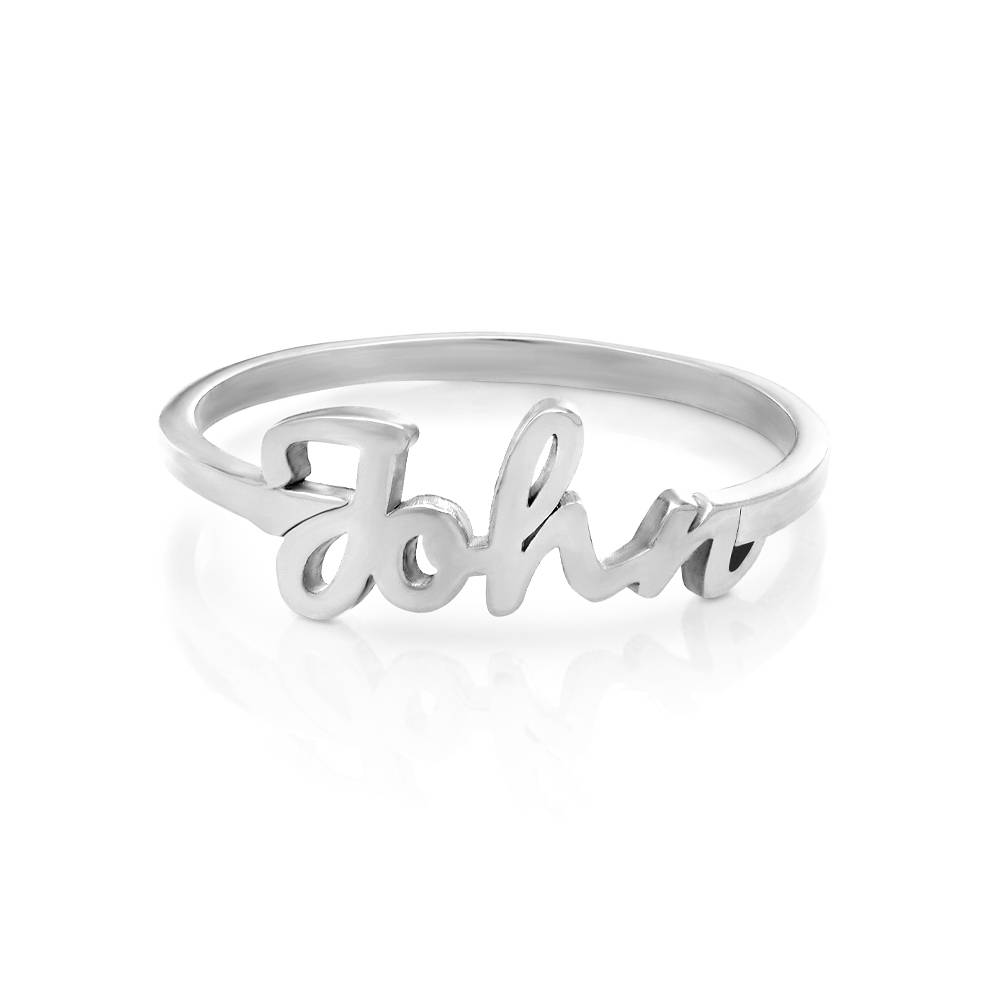 Custom Name Script Triple Personalized Sterling Silver Ring