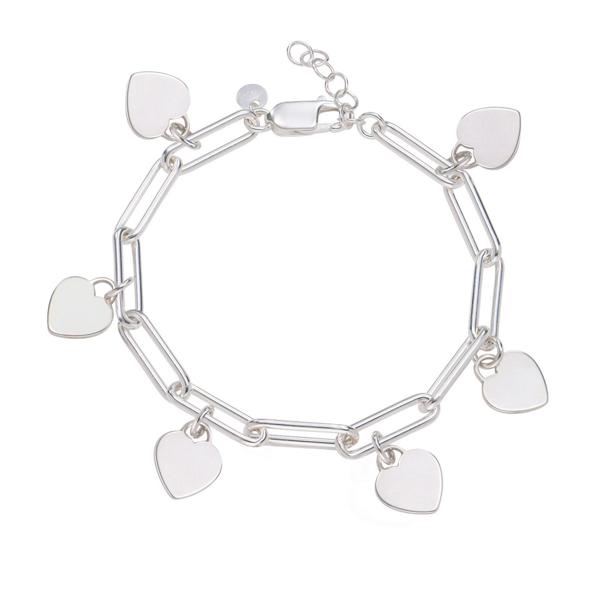 Personalized Name Heart Charms Chain Link Bracelet