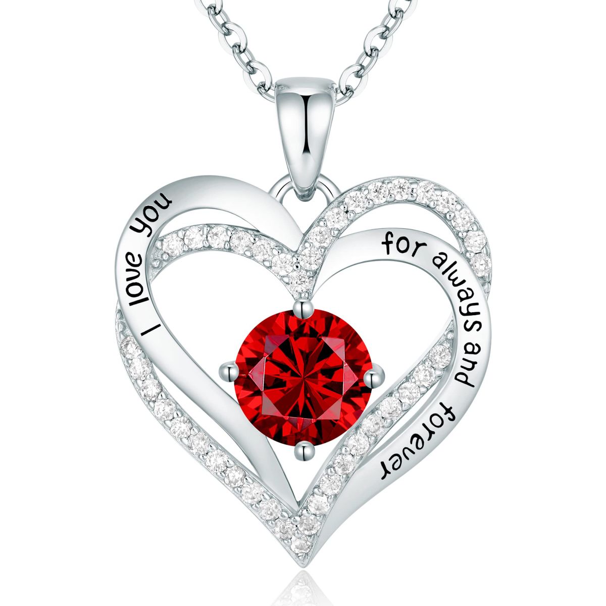 Forever Love Heart Personalized Birthstone Pendant Necklace