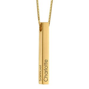 Engraved Personalized Totem 3D Bar Pendant Necklace