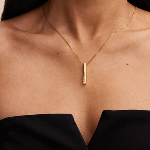 Engraved Personalized Totem 3D Bar Pendant Necklace