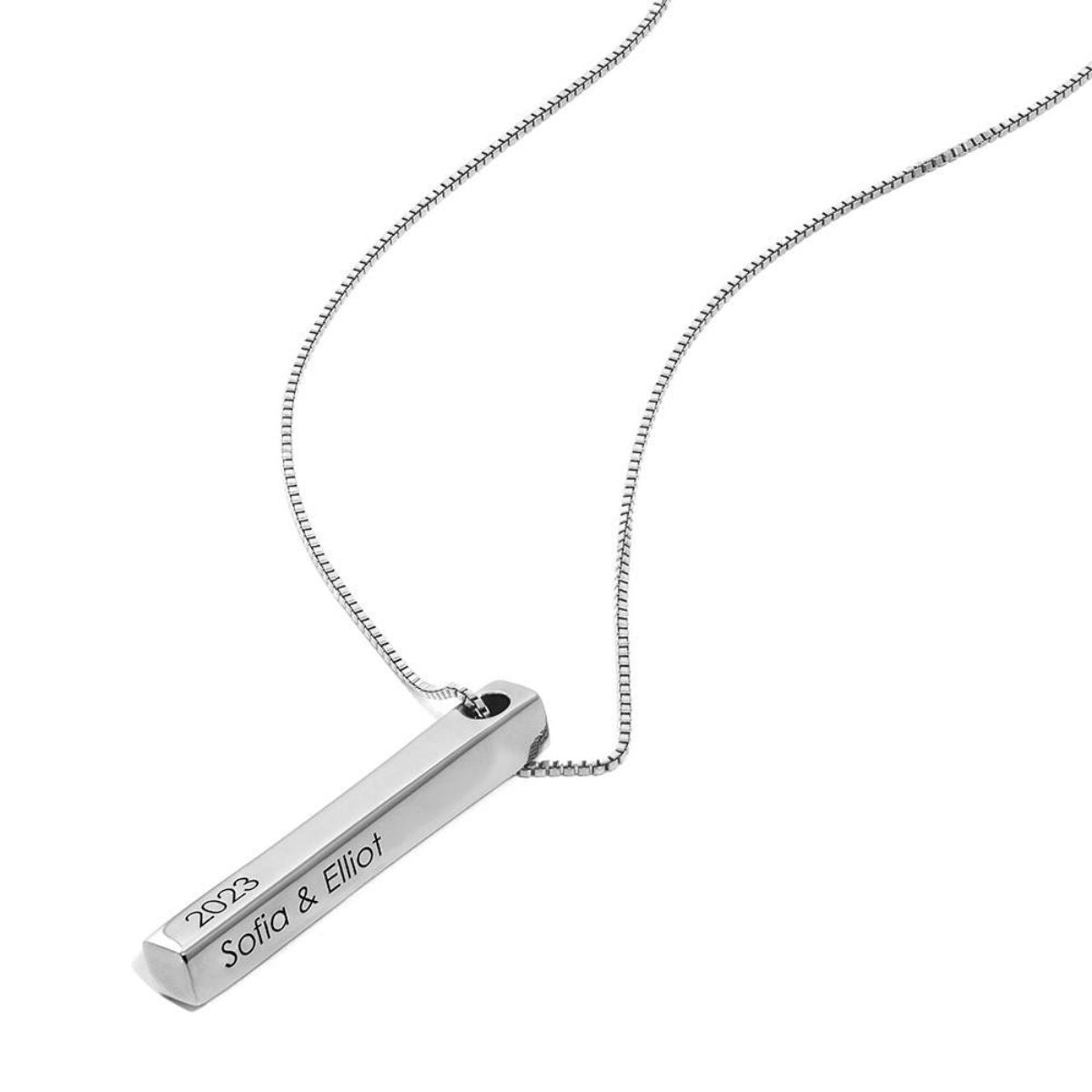 Engraved Personalized Totem 3D Bar Pendant Necklace