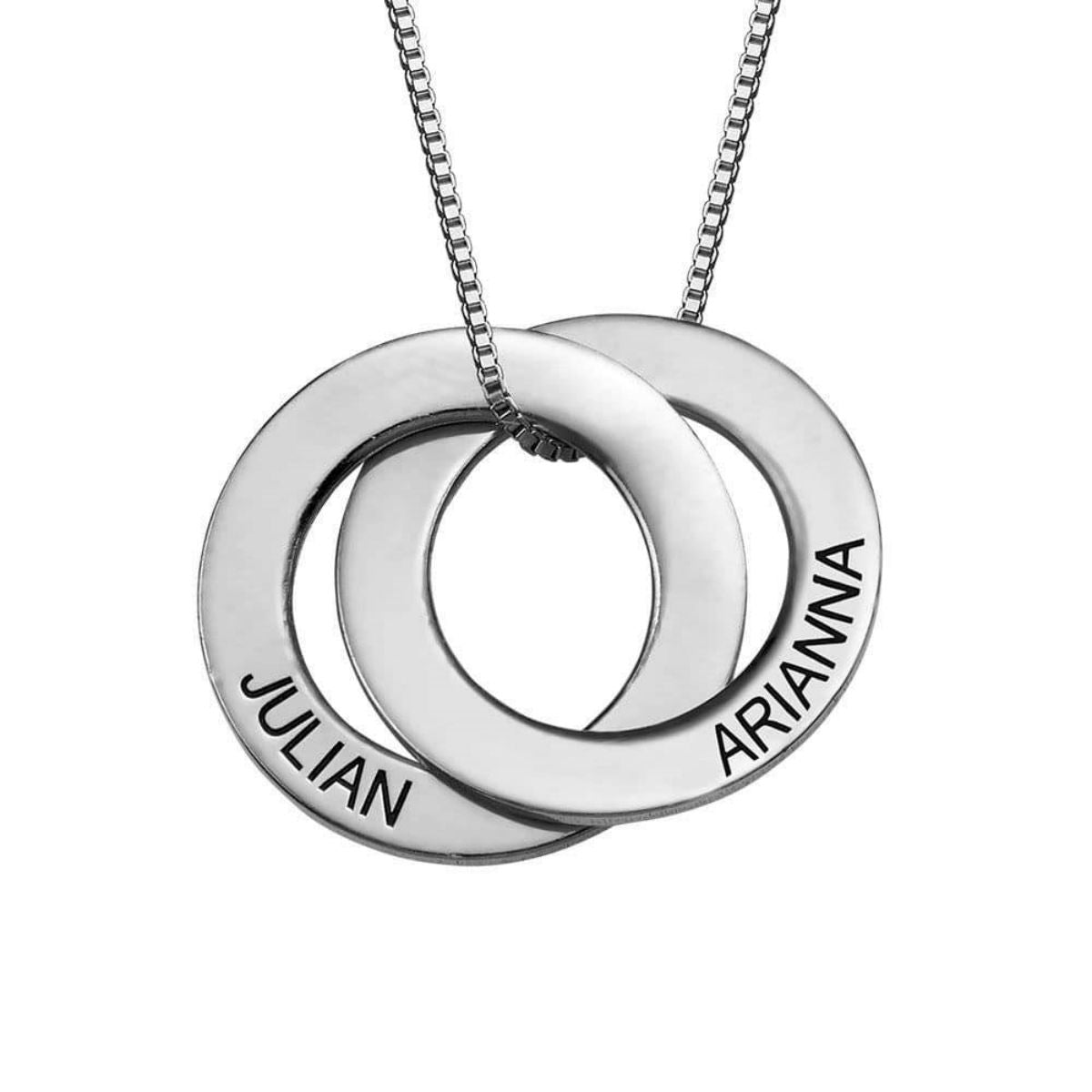 Family Personalized Russian Rings Circle Pendant Necklace