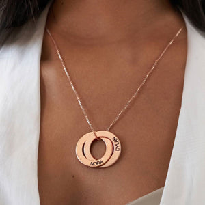 Family Personalized Russian Rings Circle Pendant Necklace