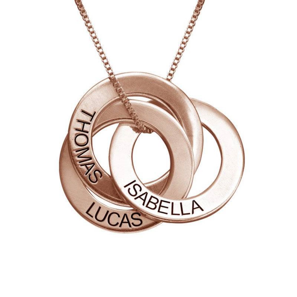 Family Personalized Russian Rings Circle Pendant Necklace